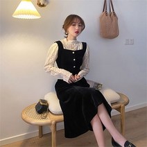 제이블리 레이스 반 폴라 코듀로이 뷔스티에 원피스