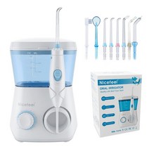 [해외]Nicefeel 구강 세정기 워터 플로서 치과 제트 치아 클리너 하이드로 제트 600ml 물 탱크 7 노즐 및 1 칫솔, 협동사