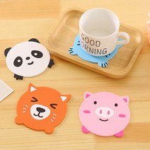 리빙톡 지나홈 동물 캐릭터 실리콘 컵 코스터 받침대 4p 1세트, 종류별1개씩4p
