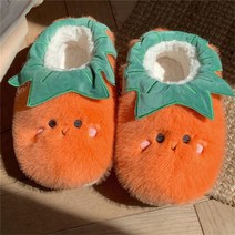 귀여운 3D 뚱뚱한 신발 개구리 가지 당근 디자인 부드러운 층간소음 방지 슬리퍼 실내화 사무실 거실 실내 털 보온 겨울 여름 거실화 커스텀 기능성, E.토마토 + 250-255