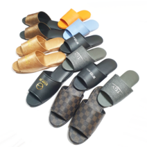 굽이 푹신한 객실화 3중합포 모텔 호텔 슬리퍼 실내화 린넨화 거실화 레자 인조가죽, 1개