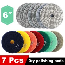 6 인치 다이아몬드 연마 패드 150mm 건식 및 습식 연마 화강암 대리석 엔지니어 스톤, 07 Grit-3000
