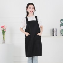 클린유니폼 카페 방수 작업용 서빙 바리스타 식당 업소용 서빙용 주방 민자 앞치마 X형 5색상, 블랙, 1개
