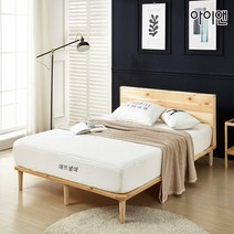 [아이앤]메이딘 소나무 원목 헤드형 SS 침대 프레임, 내추럴