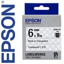 *정품* [ EPSON ] 라벨테이프, ST6K(투명바탕/검정글씨/폭6mm)