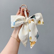 자동차 걸이형 장식품 물과일 계열 스카프 나비 결 키 홀더 가방액세사리 팬시 스윗 여학생 큐트 기 차량 4656379066, 베이지컬러 비파 :증정 말굽단추