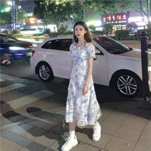 프랑스 버블 슬리브 부드러운 바람 드레스 여성 여름 새로운 디자인 느낌 요정 달콤한 첫사랑 기질 작은 치마