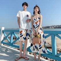 휴양지 원피스 에스닉 여름 여행 리조트룩 도트 민소매