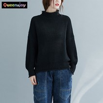 퀸앤조이 미녀44 하이넥 가오리핏 숏니트 스웨터***판매자 퀸앤조이***