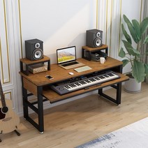북유럽 미디책상 원목 미디 데스크 피아노 키보드 건반 뮤지션 음악 작업 책상 테이블 인박카, 선반_기본