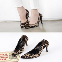 슈썸 호피무늬 스틸레토 여성 펌프스 키높이 킬힐 UH 39926