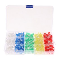 shangren 500PCS 5mm LED 모듬 된 키트 슈퍼 밝은 발광 다이오드 5 색 상자, 레드 그린, 플라스틱