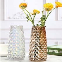 [Y+1] 홈데코 인테리어 다이아몬드 유리 화병 꽃병 화분, 블랙톤