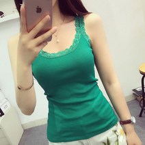 베씨 여성용 레이스 골지 나시 이너 티셔츠