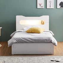 데코라인 칸 LED 수납 침대 슈퍼싱글 SS + 독립 매트리스, 화이트