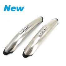 머드가드 롱머드가드 빗물받이 흙받이 자전거 스테인레스 스틸 머드 가드 시티 레트로 자전거 펜더 고정 기어 자전거 실버 프론트 리어 펜더, 1Pair Silver