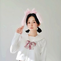 긴 강아지 리본 개 귀 머리띠 헤어밴드 놀이동산 놀이공원 동물 팬싸템 파티 월드 서울, 핑크