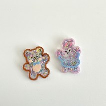 스팽글 곰돌이 테디베어 토끼 레빗 가방 에코백 그립톡 지비츠 만들기 붙이기 diy 부자재, 지비츠곰돌이