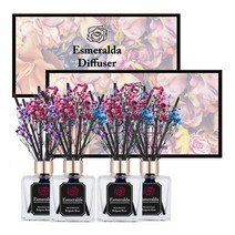 에스메랄다 2+2 600ml 센스있는 방향제 플라워 안개꽃 대용량 민트 블랙체리 향 디퓨저 10종 4개입, 불가리아 로즈_4개입