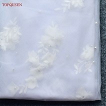 TOPQUEEN V52 3D 꽃 진주와 웨딩 베일 신부 베일 대성당 Droped 럭셔리 신부 베일 Veu 긴 결혼식 5 미터, CHINA, 100cm, white, white_100cm