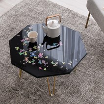아르데커쉘 팔각 나비 테이블 600 자개테이블 나전칠기 쇼파테이블 나전칠기 명장의 작품, 딥그린