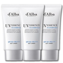 [ 메이크업 전 바르는 촉촉한 썬크림 ] 달바 워터풀 에센스 선크림 SPF50+ 피부 수분 촉촉 유기자차 데일리 블루라이트 차단 백탁 끈적임 없는 에센스 선케어 선블록 선쿠림 선클, 3개, 50ml