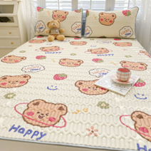 MEIISEO여름 시원한 침대 시트 쿨매트, 200x220cm [3- 피스 세트] 품질 검사, 행복한 곰