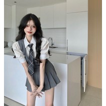 하이틴 세트 스쿨룩 놀이동산 스타일 ST 셔츠 타이 마이 스커트 세트 졸업식 놀이공원 데이트룩 여성