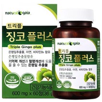 타이거아울렛 징코 플러스 60정 x 1병 2개월분 은행잎 추출물 빌로바 아연 비타민B6 뇌 기억력 혈행개선 도움 혈액순환 개선제 수험생 청소년 영양제, 단품, 단품