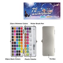 고체물감 윈저앤뉴턴 수채화 물감 수채물감 세트 네온 반짝이 안료 드로잉 아트 페인트 용품, 72Color