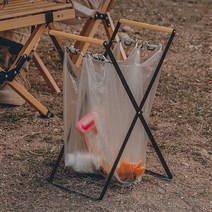 바보사랑 접이식 철제 캠핑 쓰레기봉투걸이.청년리빙, 블랙