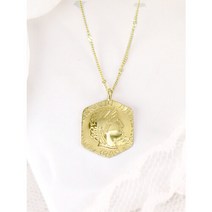 사강 오아시스 선캐처 14k 엘리자베스 코인 메달 목걸이