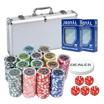 후니갬블 스타 클레이 포커칩세트 카지노칩 세트 알루미늄 실버 블랙 케이스 / 브라운 가죽케이스, 알루미늄 실버케이스, 300p세트+사은품, 로얄(보급형)카드