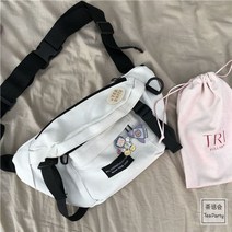 바이크가방 빈티지 클래식 사이드백 힙색 허리 팩 유니섹스 대용량 하라주쿠 크로스 바디 캔버스 백 일본식 모토 패니 팩 학생 힙합 스트리트, 흰색이 없는 펜던트