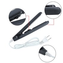2 in 1 전기석 세라믹 헤어 스트레이트닝 아이언 스트레이트너 컬러 플랫 플레이트 히팅 스타일링, [01] 미국, [02] Black