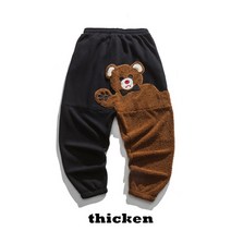 클라이밍바지 여름작업바지 남자등산레깅스 패션 곰 만화 패턴 양털 캐주얼 바지 가을 겨울 느슨한 플러스 사이즈 힙합 조깅 바지 streetwear 남성 의류