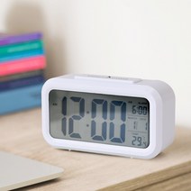더이쁨 LED 무소음 탁상시계 알람시계, 화이트