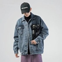 남성용 라펠 긴팔 인기있는 봄 데님 자켓