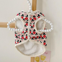 Neirny 강아지옷 꽃 조끼 털 안감 가을겨울 보온 강아지옷 고양이옷 MJ-01, 꽃 패턴