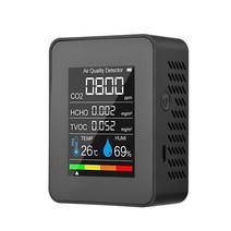가정용 미세먼지 공기질 휴대용 측정기 ndirsemiconductor co2 sensor air quality monitor co2 detector 포름알데히드 hcho lcd, 반도체 블랙