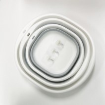 해피앤리빙 접는대야 3개세트 대형 중형 소형 접이식 세수 대야, 그레이(후크포함)