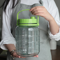 글라스 숨쉬는 술담는 매실청 담금술 짱아찌 과일청 과실주 인삼주 진공 저장 효소통 유리병, 02. 숨쉬는 효소병 5L(색상랜덤)