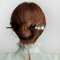 H-1053 스틱 더블진주 비녀 / 2컬러 올림머리 업스타일 헤어 장식 머리꽂이 심플 패션 비녀 악세사리