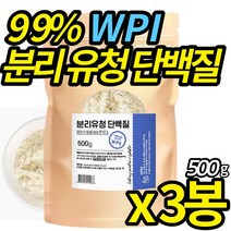 유당 제거 WPI 분리 유청 단백질 99% wpi 순도 높은 고 함량 흡수 빠른 타먹는 단백 분말 중장년 남성 여성 노인 시니어 근육 프로틴 가루, 500g, 3개