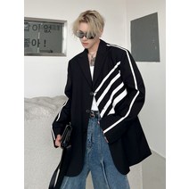 남자 사선 배색 자켓 남성 아우터 데일리 간절기 스타일 캐주얼 유니크