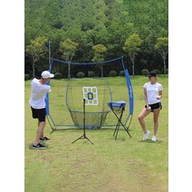 야구훈련망 스틱 소프트볼 야외 타격 T 좌석 연습 피칭 7X7 평면 블록 그물, [04] 파란색 야구 네트 + 고저 프리 스트라이크 시