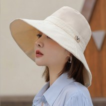 데일리비 레이스 체크무늬 넓은챙 햇볕가리개 자외선 차단 여름 챙모자