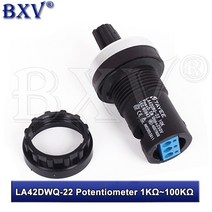 1PCS LA42DWQ-22 22mm 1K 2K 5K 10K 20K 50K 직경 100K 로터리 포텐쇼미터 컨버터 거버너 인버터 저항 스위, 01 10 천개 옴