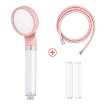 셀프리빙 핑크 필터 샤워기 + 필터 2p + 핑크 PVC 샤워호스 1.5M or 2M [수압상승 꼬임방지 물때방지], 1세트