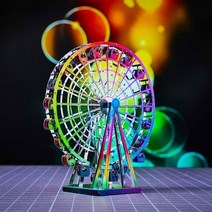 조립 만들기 3d 퍼즐 입체 키트 아이큐 금속 에펠탑 지구본 따서 메탈 장난감 큐브 DIY 3D 네덜란드 풍차 등대 어린이용 12 세 이상 다채로운 색상 직소 상자, 없음, FerrisWheel-색상ful
